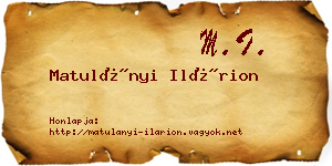 Matulányi Ilárion névjegykártya
